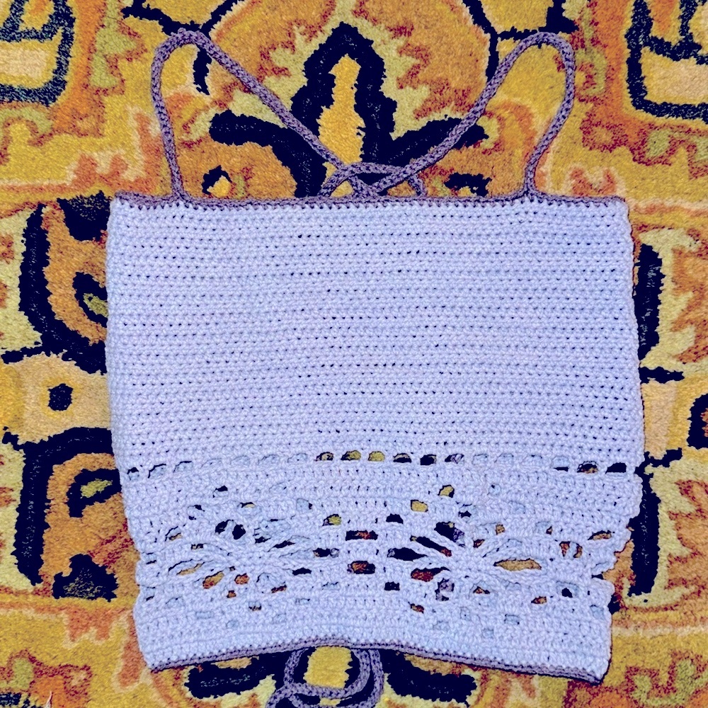 Lace Up Hand Crocheted Top
